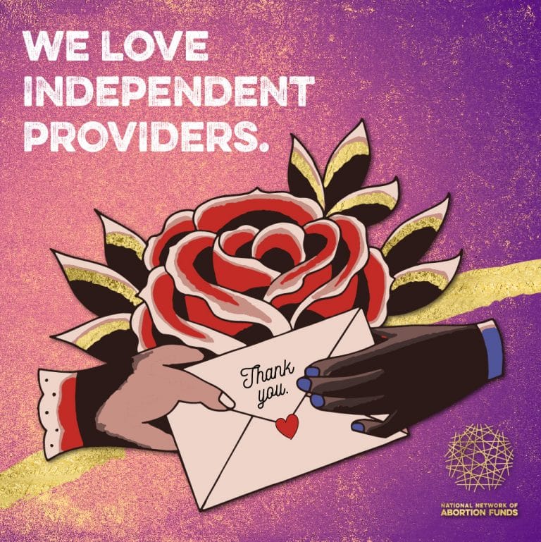 Text reads We love independent providers above two hands exchanging a thank you card over a rose.